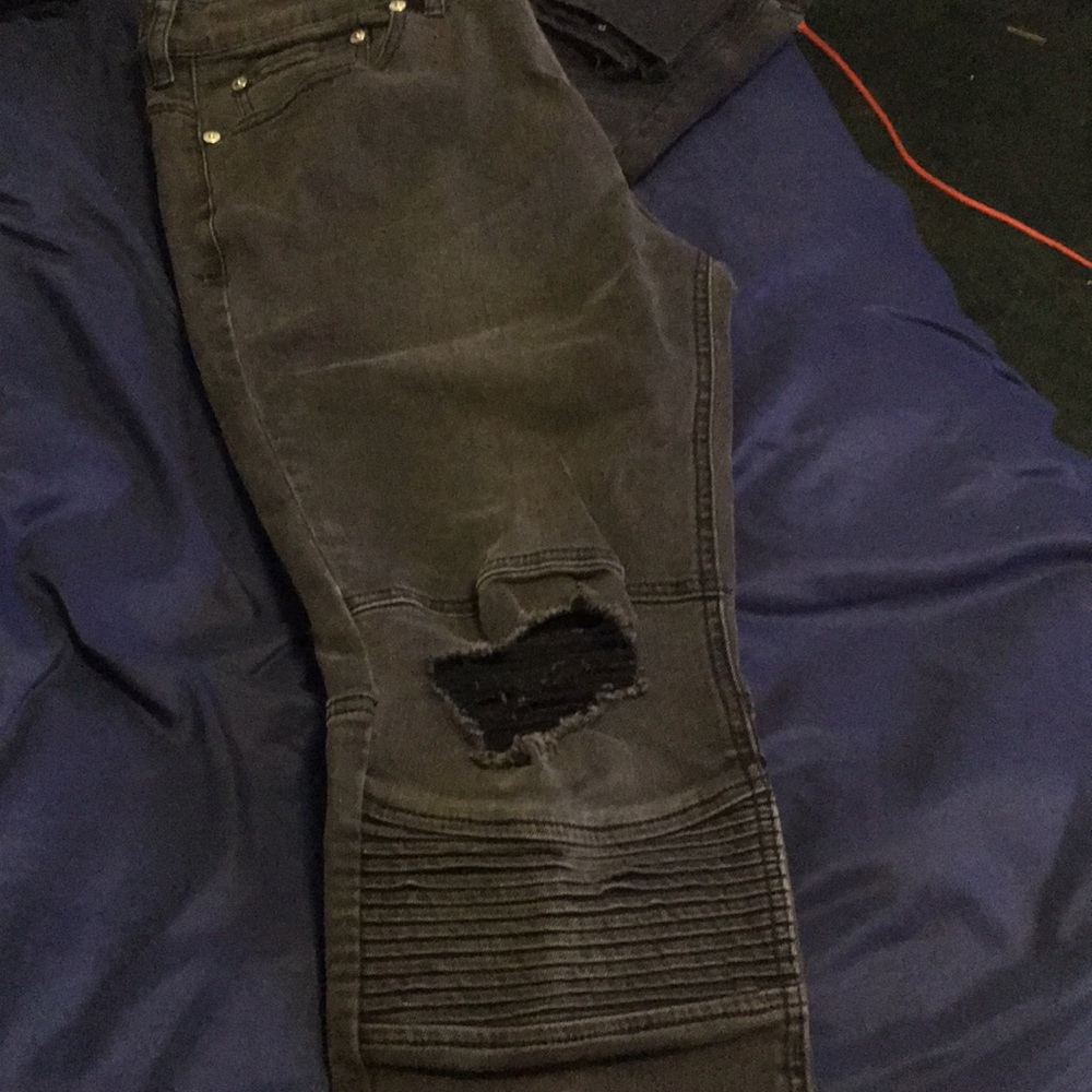 Pacsun distressed moto zipper denim